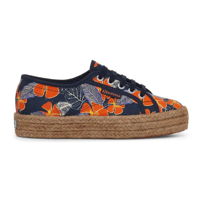 Superga - Zapatos de mujer Mujer Azul - 2730 ROPE HIBISCUS FLOWER PRINT