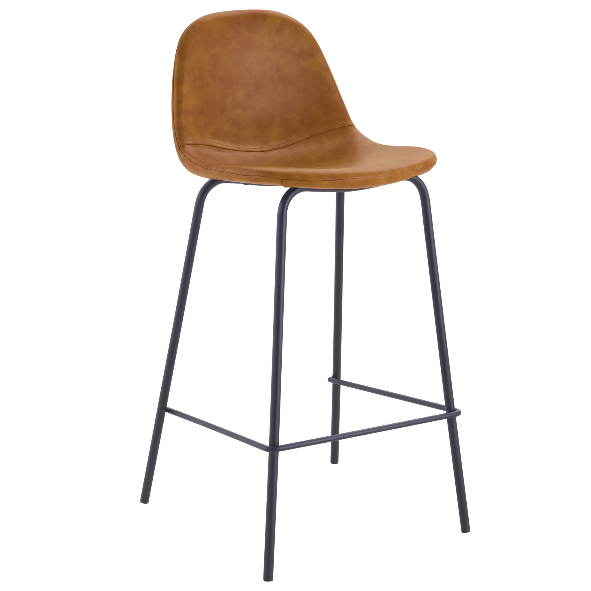 Lot de 2 chaises pour îlot central 65 cm en cuir synthétique camel - Henrik