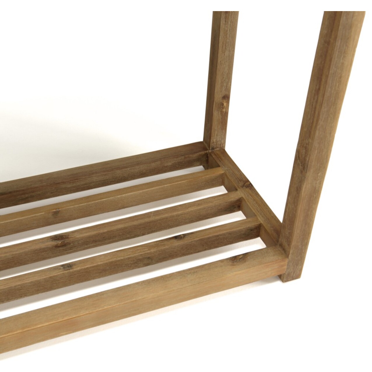 HECTOR - Console rect. GM double plateau effet béton foncé et acacia
