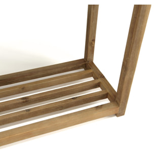HECTOR - Console rect. GM double plateau effet béton foncé et acacia