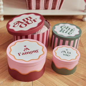 Lot de 4 boîtes Cherie rouge 25x15cm