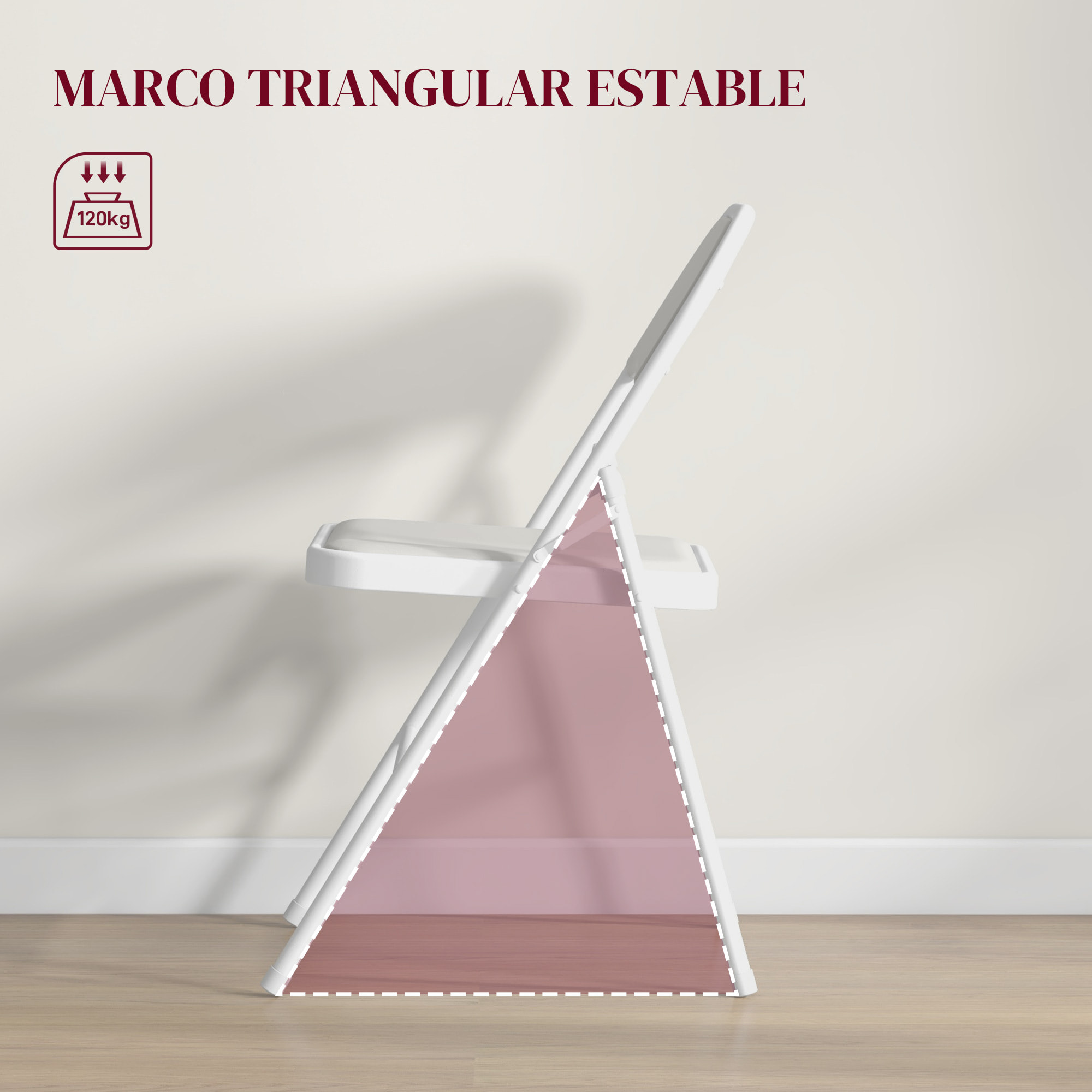 Juego de 4 Sillas Plegables Acolchadas con Respaldo y Estructura de Acero, para Salón, Comedor, Cocina, 45x46x78 cm, Blanco