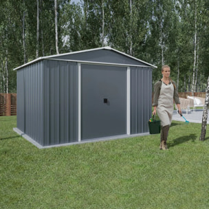 Abri de jardin métal gris Yardmaster 8,12 m² + kit d'ancrage