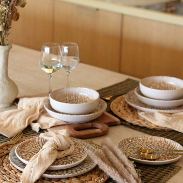 Lot de 6 assiettes creuses en grès 20,5cm  AMBRE