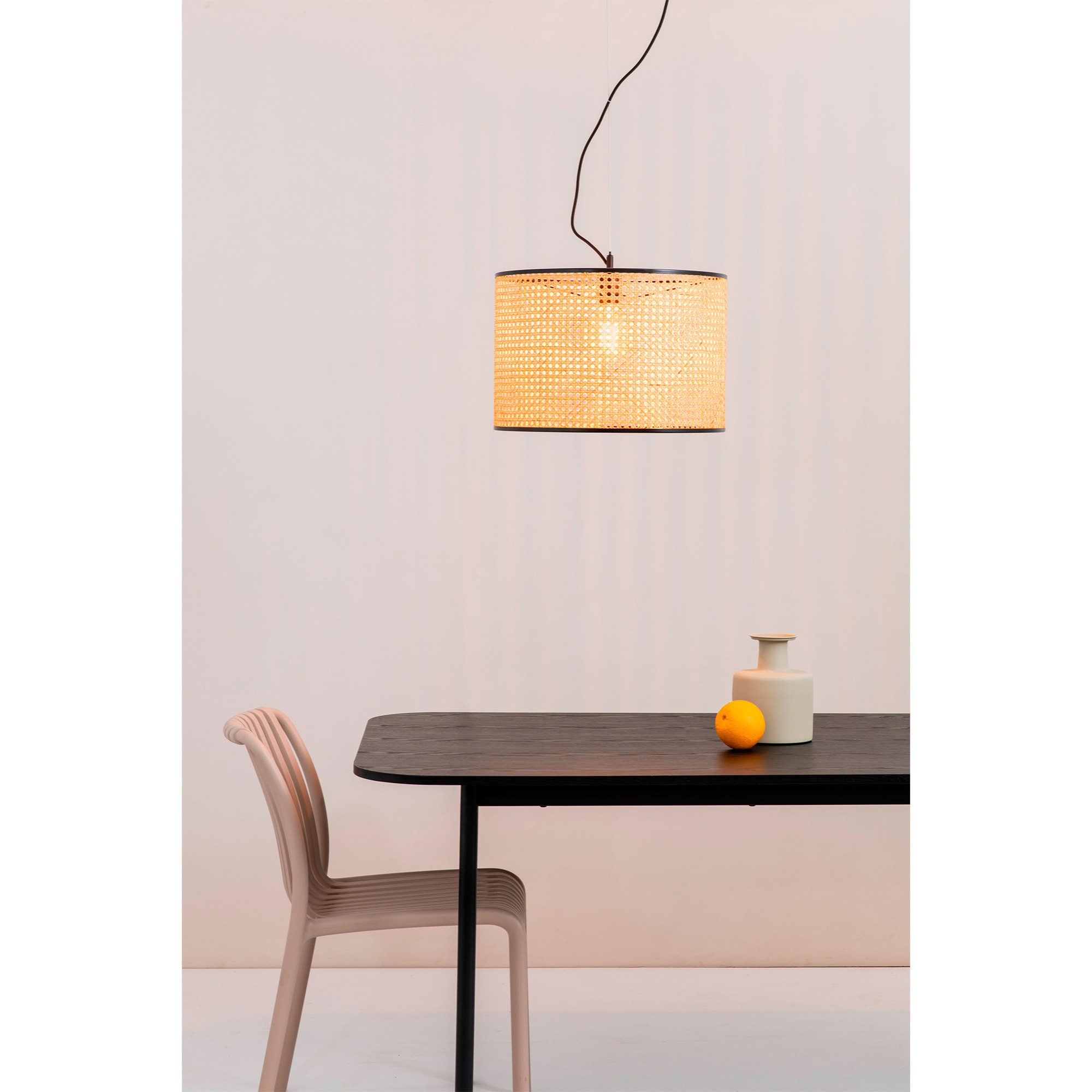 MAMBO Lampe suspension noir/rotin
