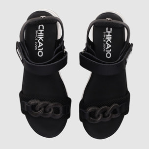 Sandalias de Piel Sintética - Negro - Tacón: 5 cm