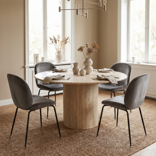 Sedia Imbottita in Effetto Velluto con Gambe in Acciaio, Design Moderno ed Elegante per Sala da Pranzo, Cucina, Soggiorno, Studio e Ufficio