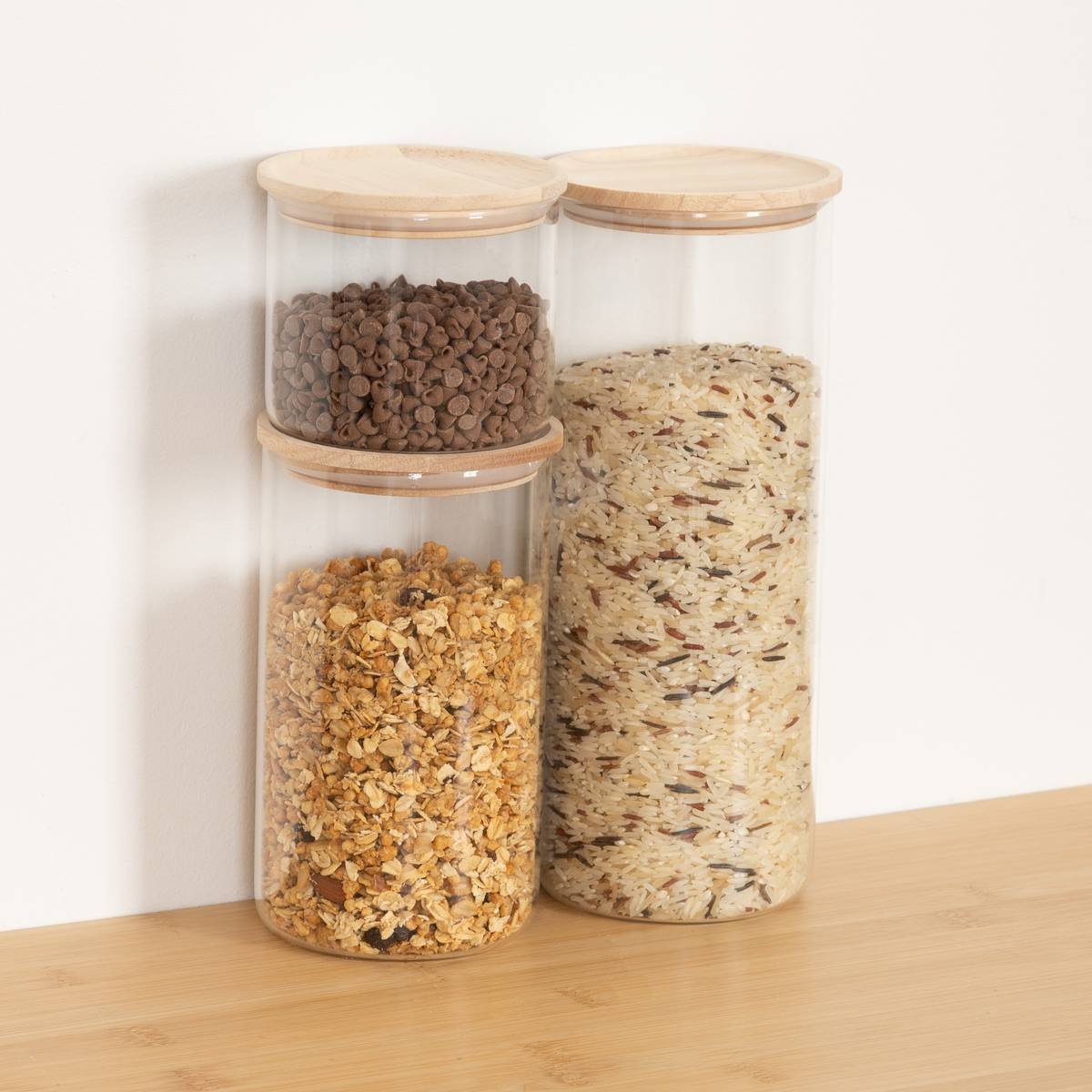 Lot de 3 bocaux Hermet en verre 0,4L/0,9L/1,5L