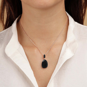 Collana con Pendente Goccia in Spinello Nero e Cubic Zirconia