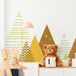 Stickers muraux enfants - Décoration chambre bébé - Autocollant Sticker mural géant enfant montagnes scandinaves LOUKA