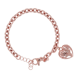 Bracciale Catena Rolo con Albero della Vita a Cuore