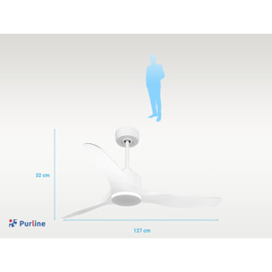 Ventilador de techo Reversible Termostato Wifi Motor DC Techos Inclinados Mando a Distancia Adaptador 2/3 Aspas Hypersilence Memoria ThassosD127C0364875 PURLINE