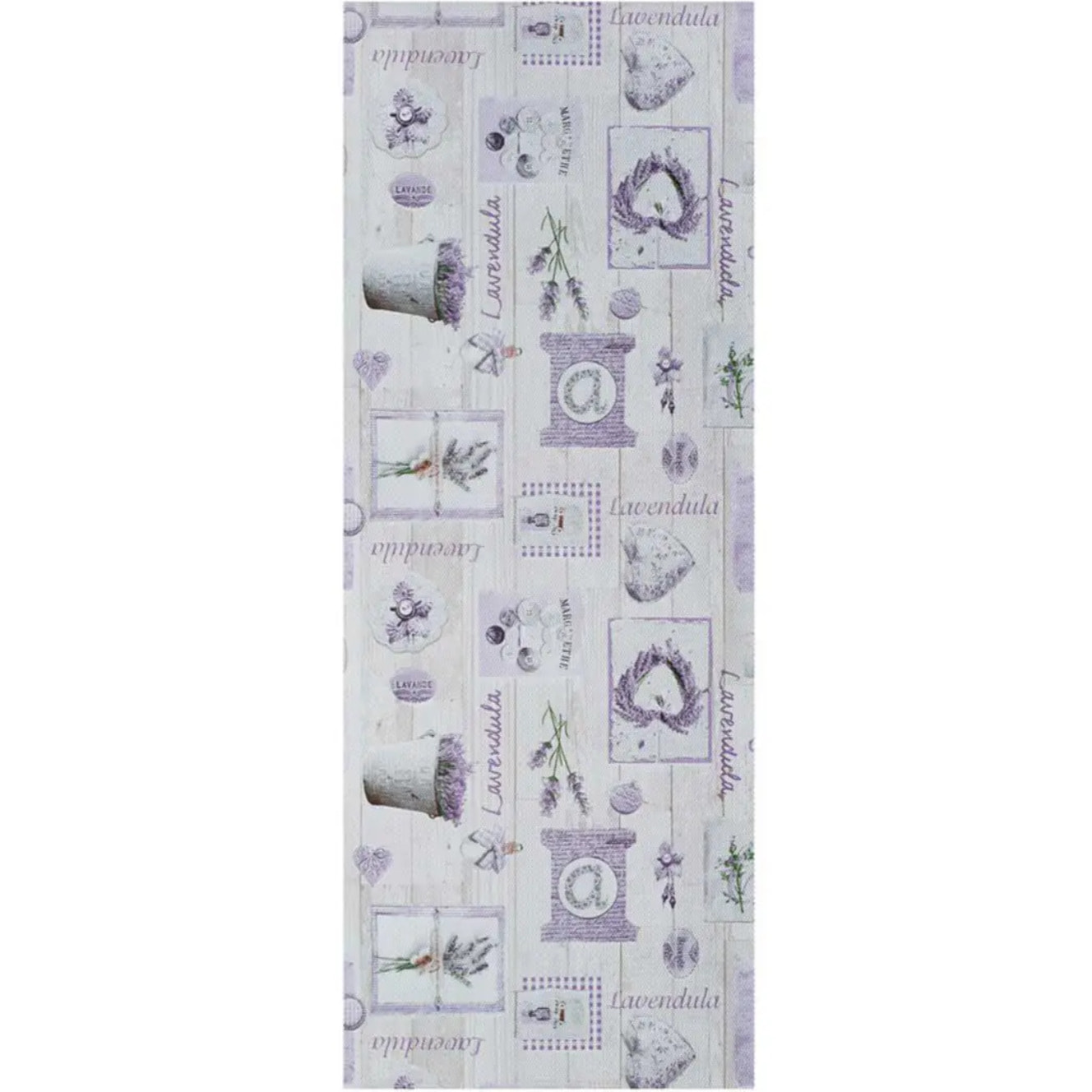 SALLY Alfombra vinílica de cocina dibujos de plantas en lila, varias medidas disponibles.