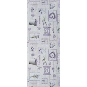 SALLY Alfombra vinílica de cocina dibujos de plantas en lila, varias medidas disponibles.