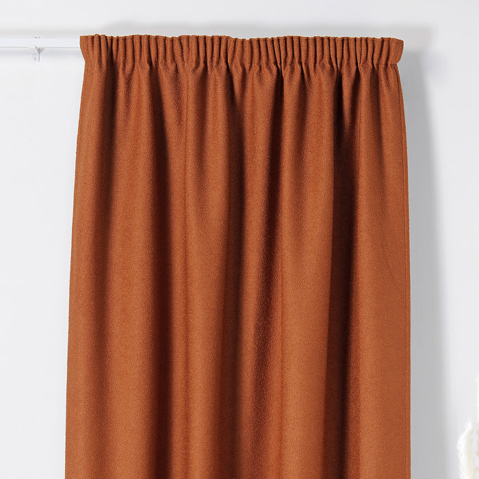 Rideau Thermique à Galon Fronceur  - Effet Bouclette - Terracotta