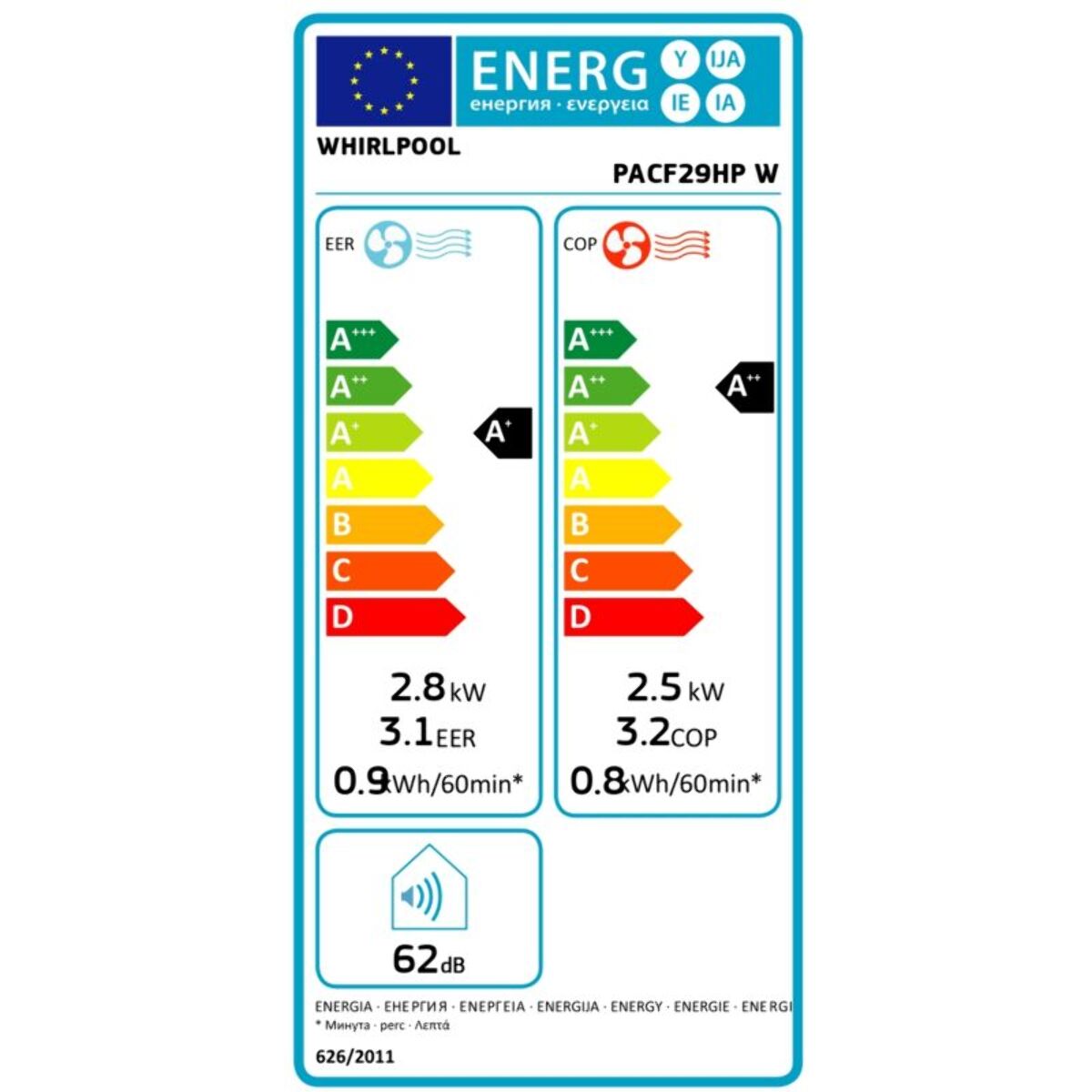 Clim réversible WHIRLPOOL PACF29HPW