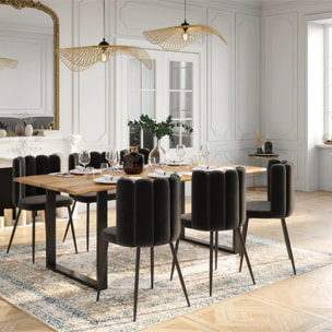 Chaise en velours noir et pieds en métal noir - Rosy