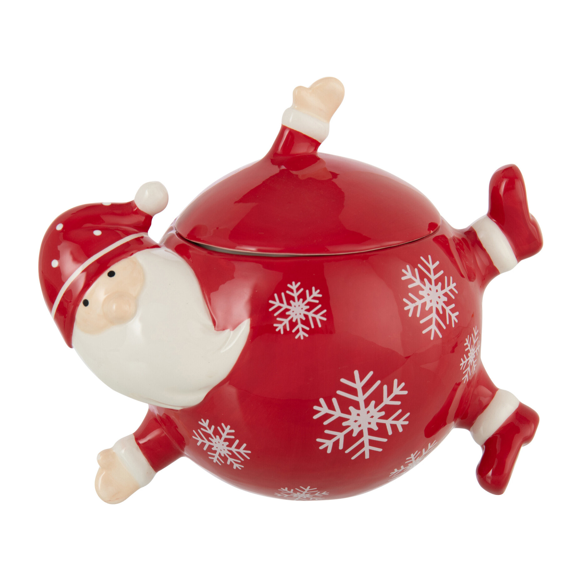 J-Line pot de conservation Père Noël Dolomite - céramique - blanc/rouge