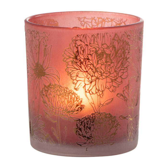 J-Line photophore Fleurs - verre - rouge/or - small