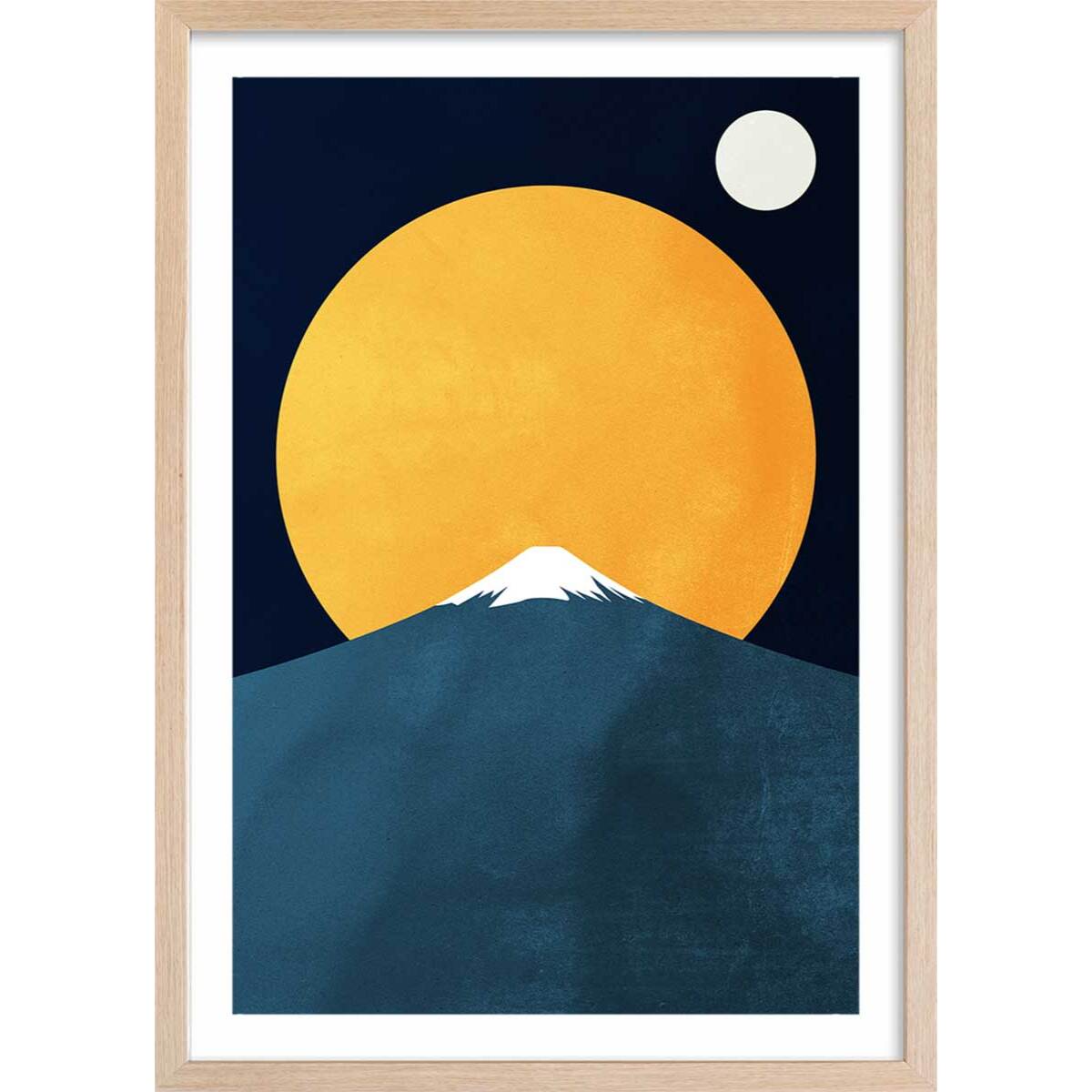 Affiche ""Himalaya by night"" Affiche + cadre en bois - Chêne