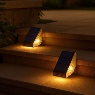 Lot de 4 balises solaires pour marches d'escalier noires LED blanc chaud 4x STEPY L11cm