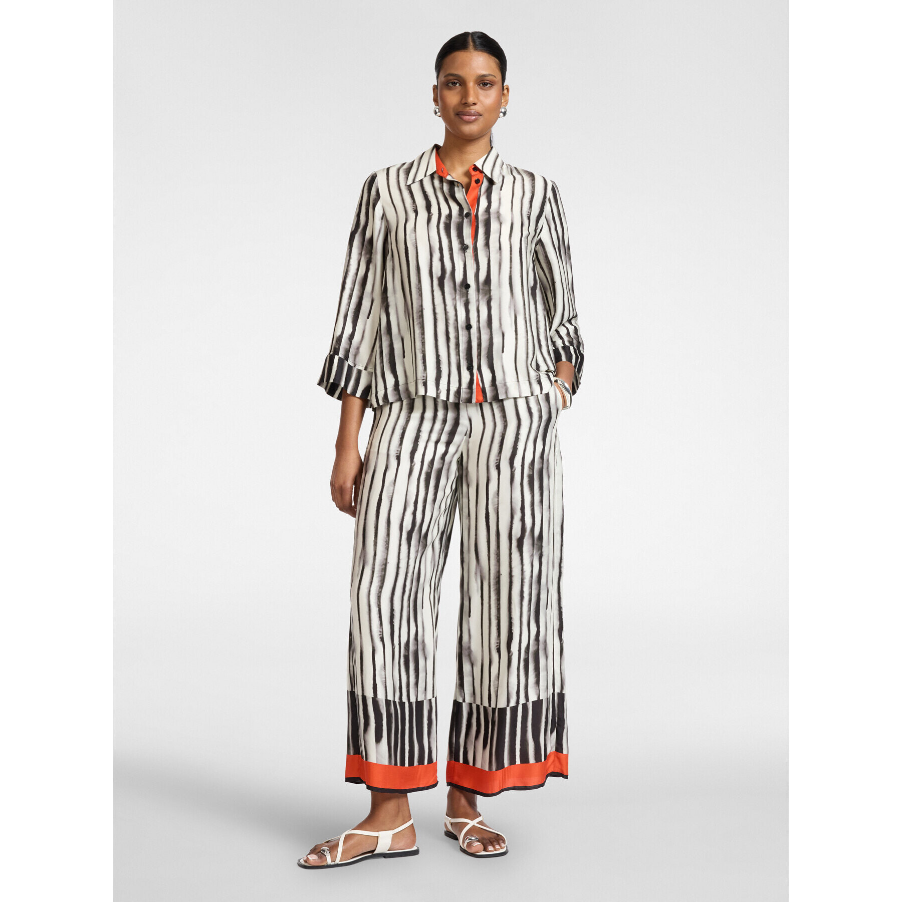 Elena Mirò - Pantalones palazzo de viscosa estampados - Negro