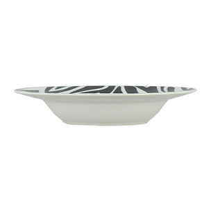 Lot de 6 assiettes creuses 20cm en porcelaine à motif zèbre ANIMALS