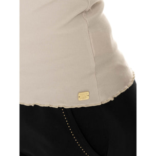 T-shirt da donna in costina elasticizzata Leone Chic Gold