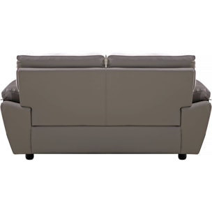 Canapé fixe en cuir reconstitué et PVC " Dallas" - 169 x 88 x 90 cm - 2 places - Gris/Blanc