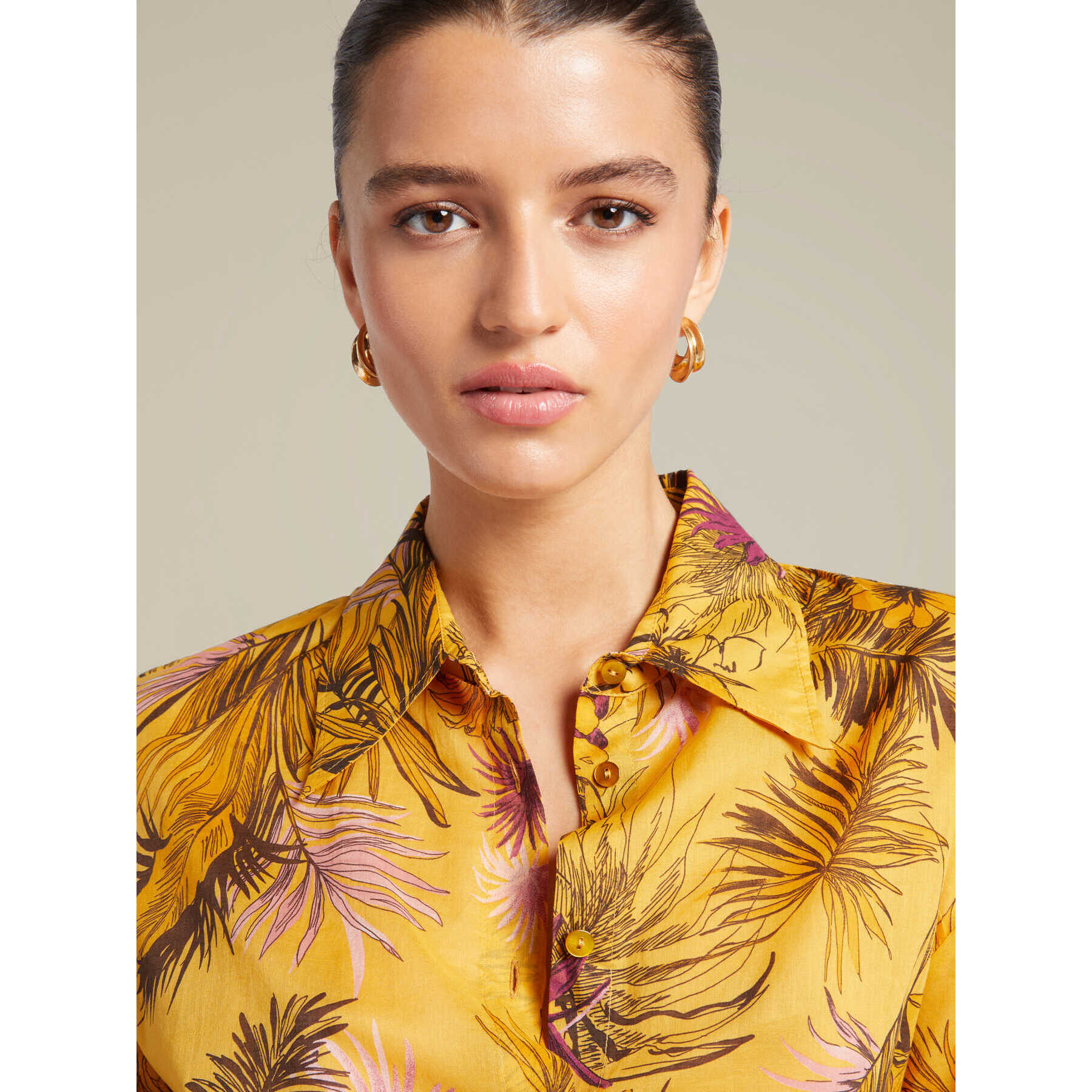Elena Mirò - Camisa con estampado tropical - Amarillo