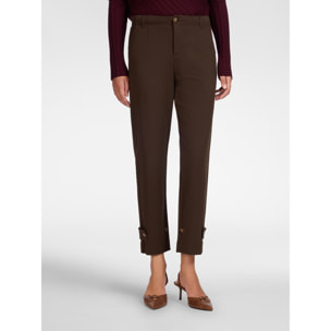 Elena Mirò - Pantaloni slim con cinturini al fondo - Marrone