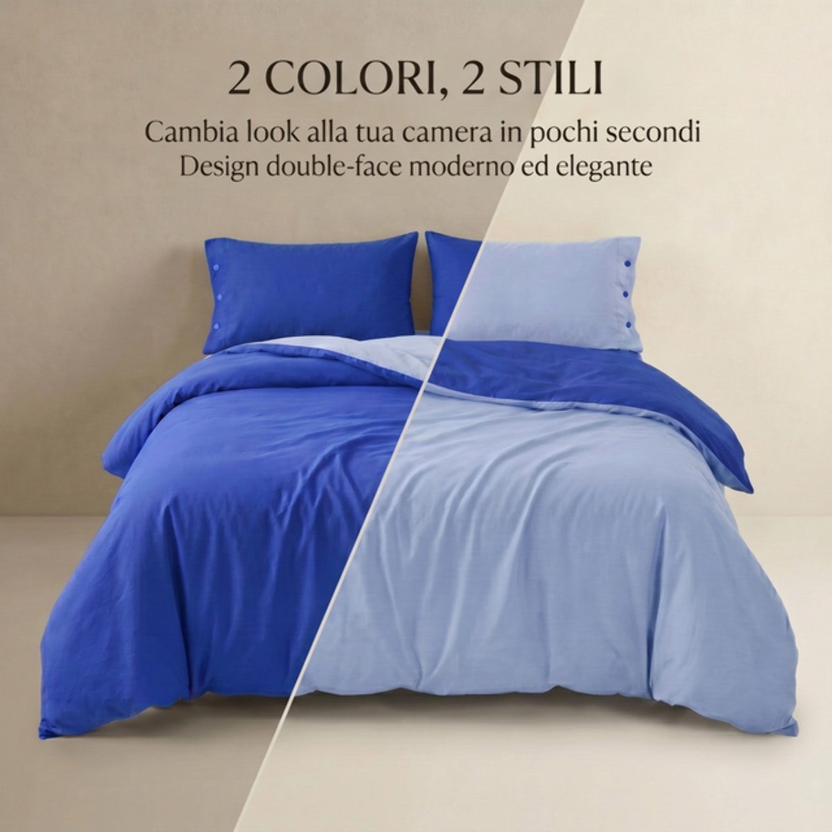 Parure copripiumino singolo in cotone bicolore morbido e traspirante, set sacco copripiumino con federa, design semplice ed elegante, tessuto resistente e certificato OEKO-TEX, facile da lavare, comfort naturale per uso quotidiano