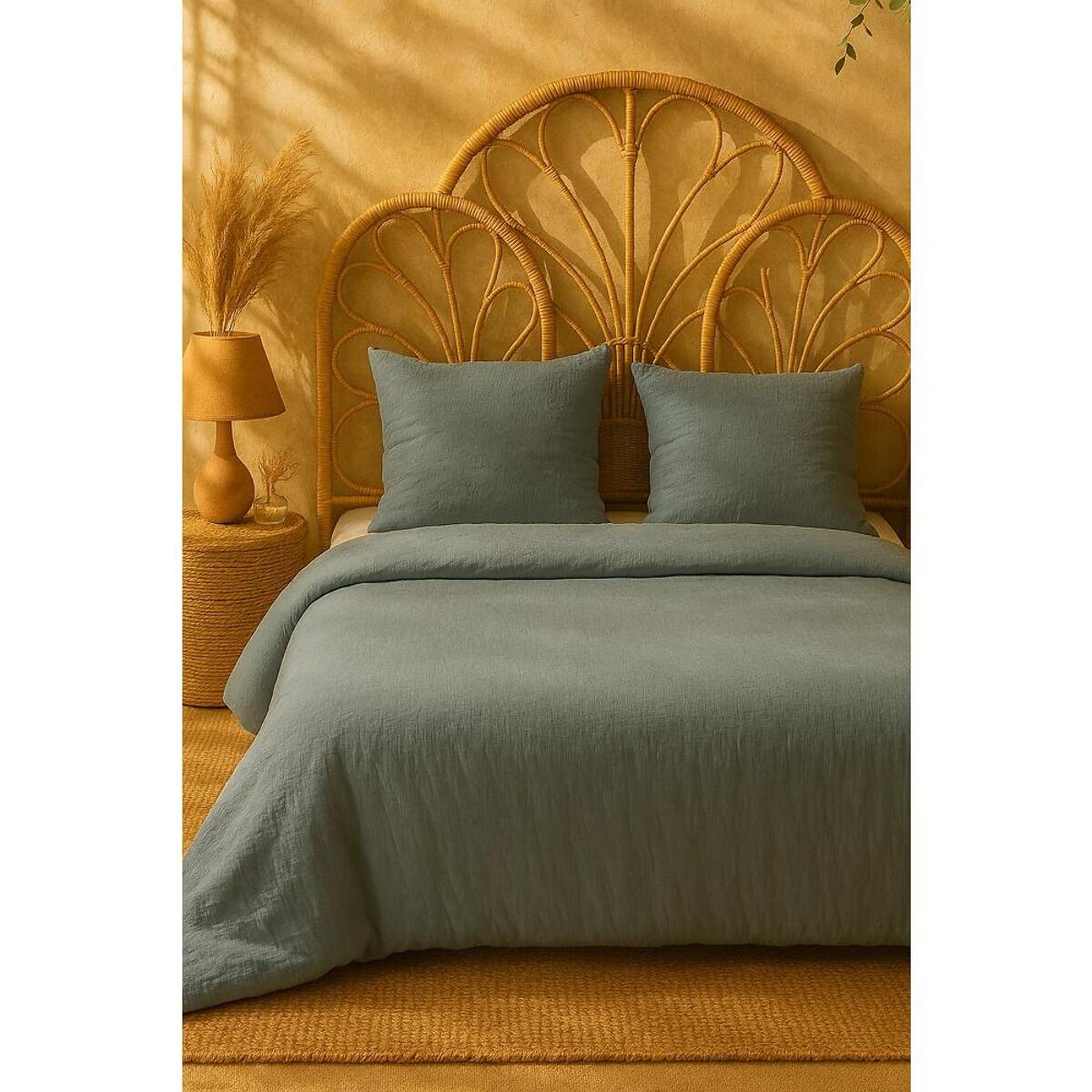 Parure housse de couette gaze de microfibre bleu petrole