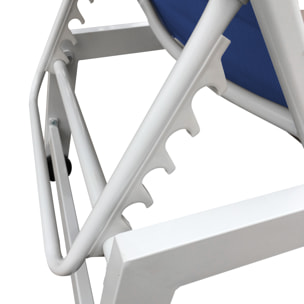 Bain de soleil BARBADOS en textilène bleu - aluminium blanc