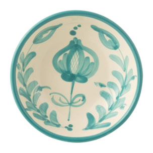 J-Line bol Granada Low - céramique - blanc/aqua - small - Ø 14 cm