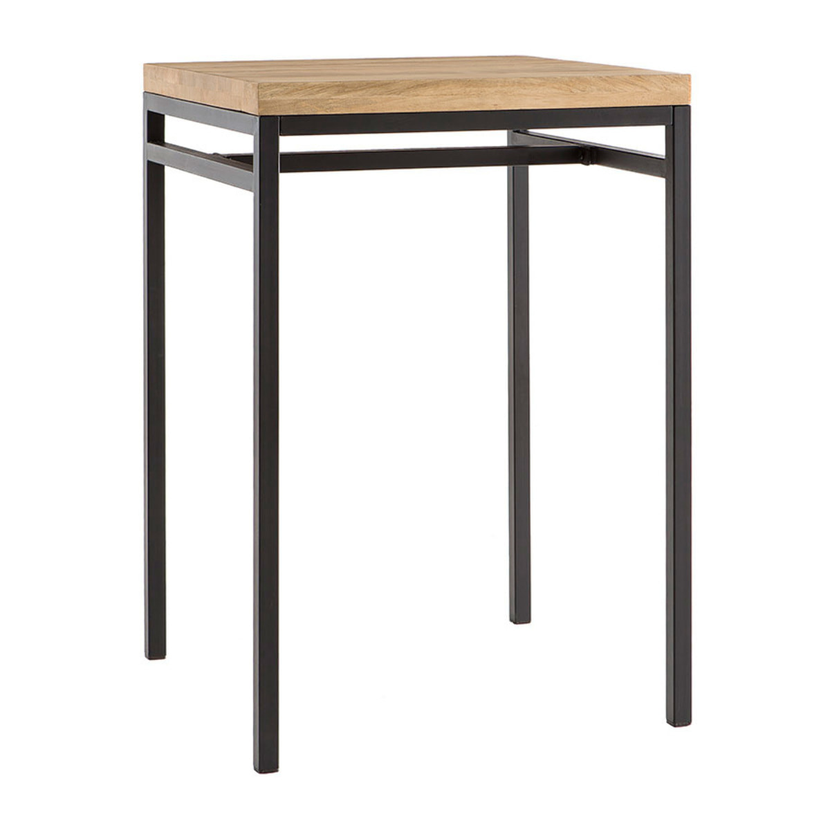 Table haute carrée en manguier massif et métal noir L70 cm YPSTER