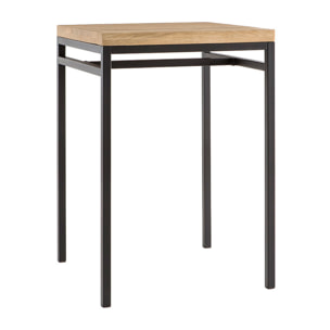 Table haute carrée en manguier massif et métal noir L70 cm YPSTER