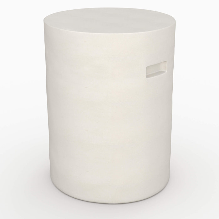 Table d'appoint ronde en béton blanc D35 cm - Santorini
