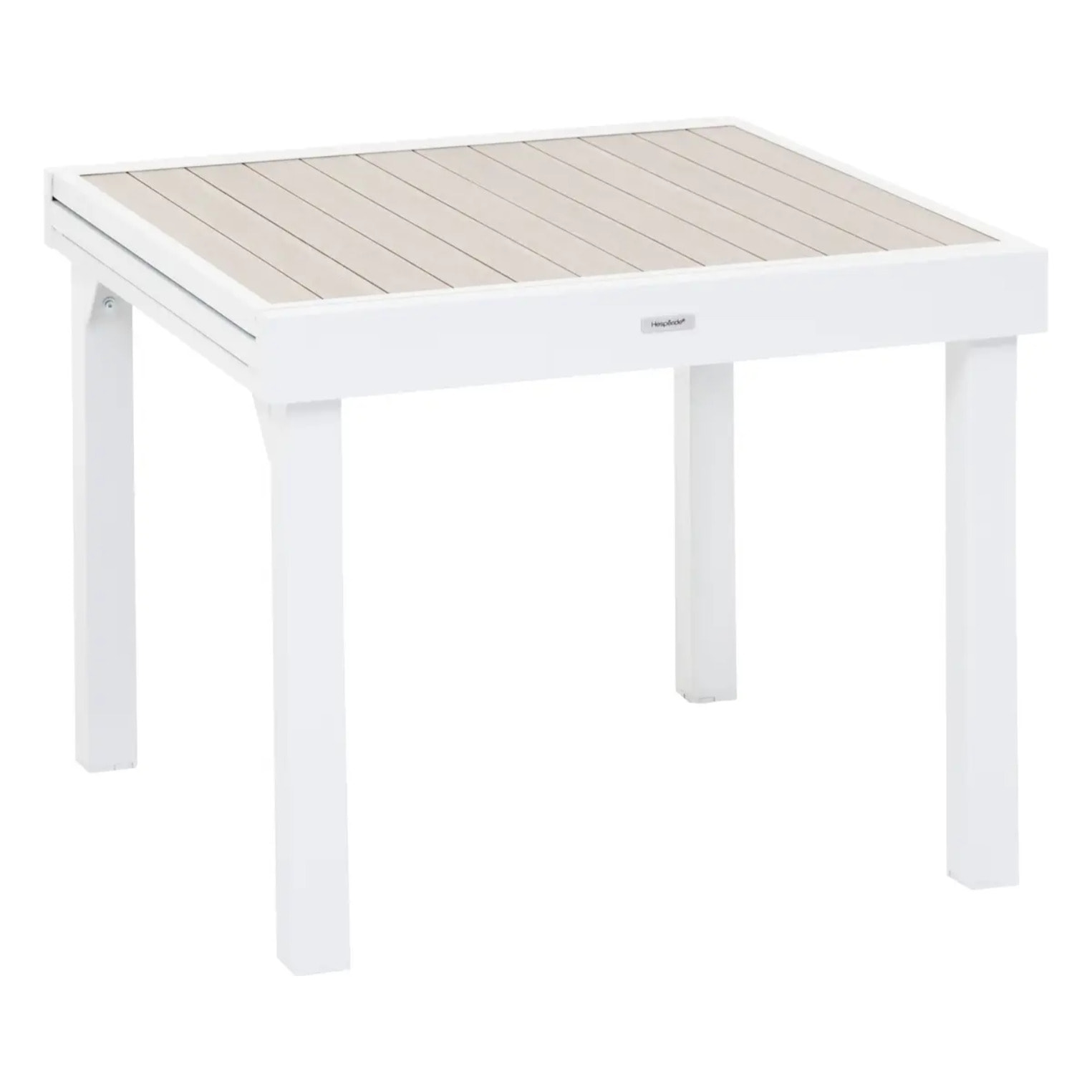 Table de jardin extensible "Piazza" lin & blanc 8 places en aluminium traité en epoxy