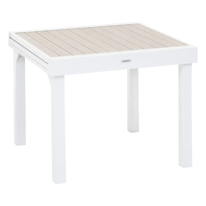 Table de jardin extensible "Piazza" lin & blanc 8 places en aluminium traité en epoxy