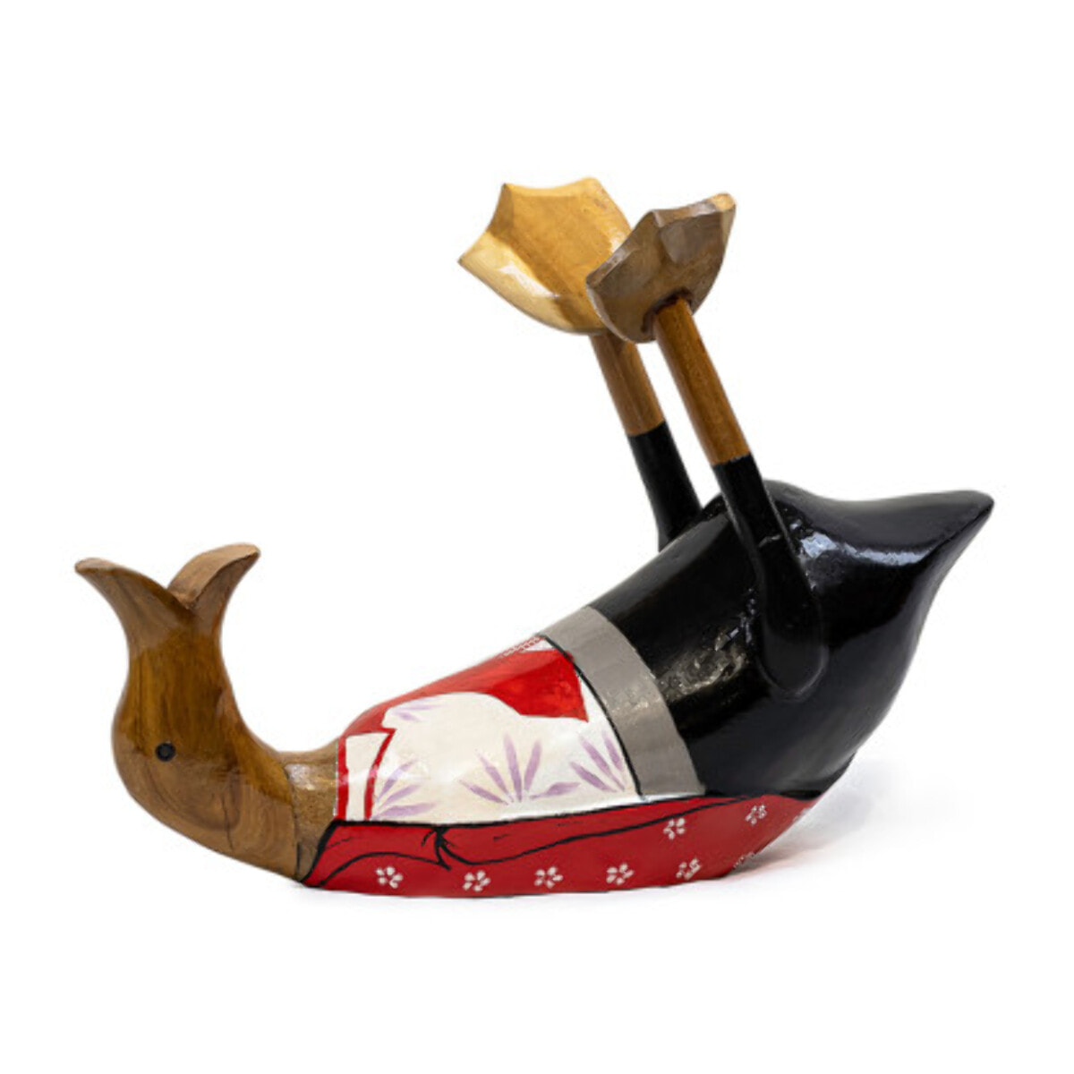 Statue porte-bouteilles L. 30 cm canard en bois de teck - DUCK