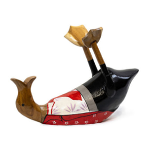 Statue porte-bouteilles L. 30 cm canard en bois de teck - DUCK