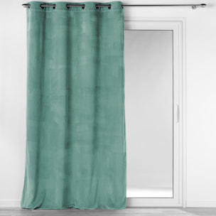 Rideau à œillets casual sauge velours côtelé uni - Vert