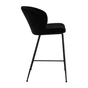 Lot de 2 chaises pour îlot central 66 cm en tissu bouclé noir - Groom