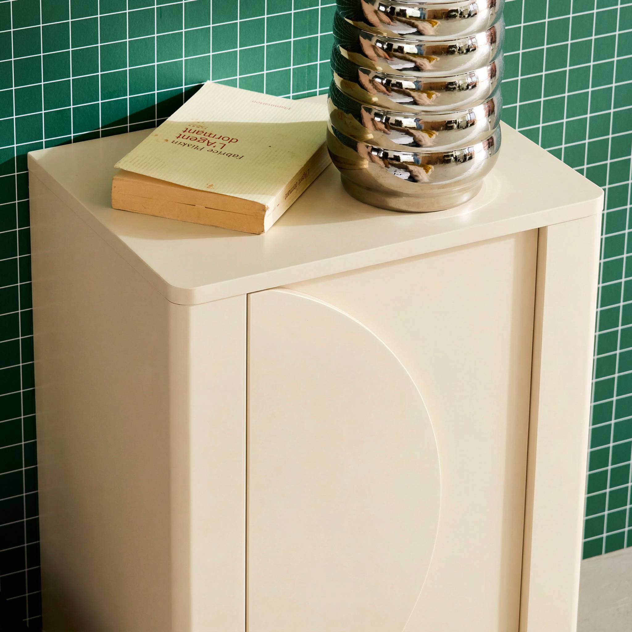 Table de chevet décor bois 1 porte réversible (lot de 2) PONDI