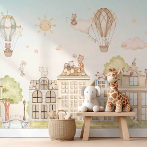 Papier peint chat chambre enfant - Chats sur les Toits Intissé