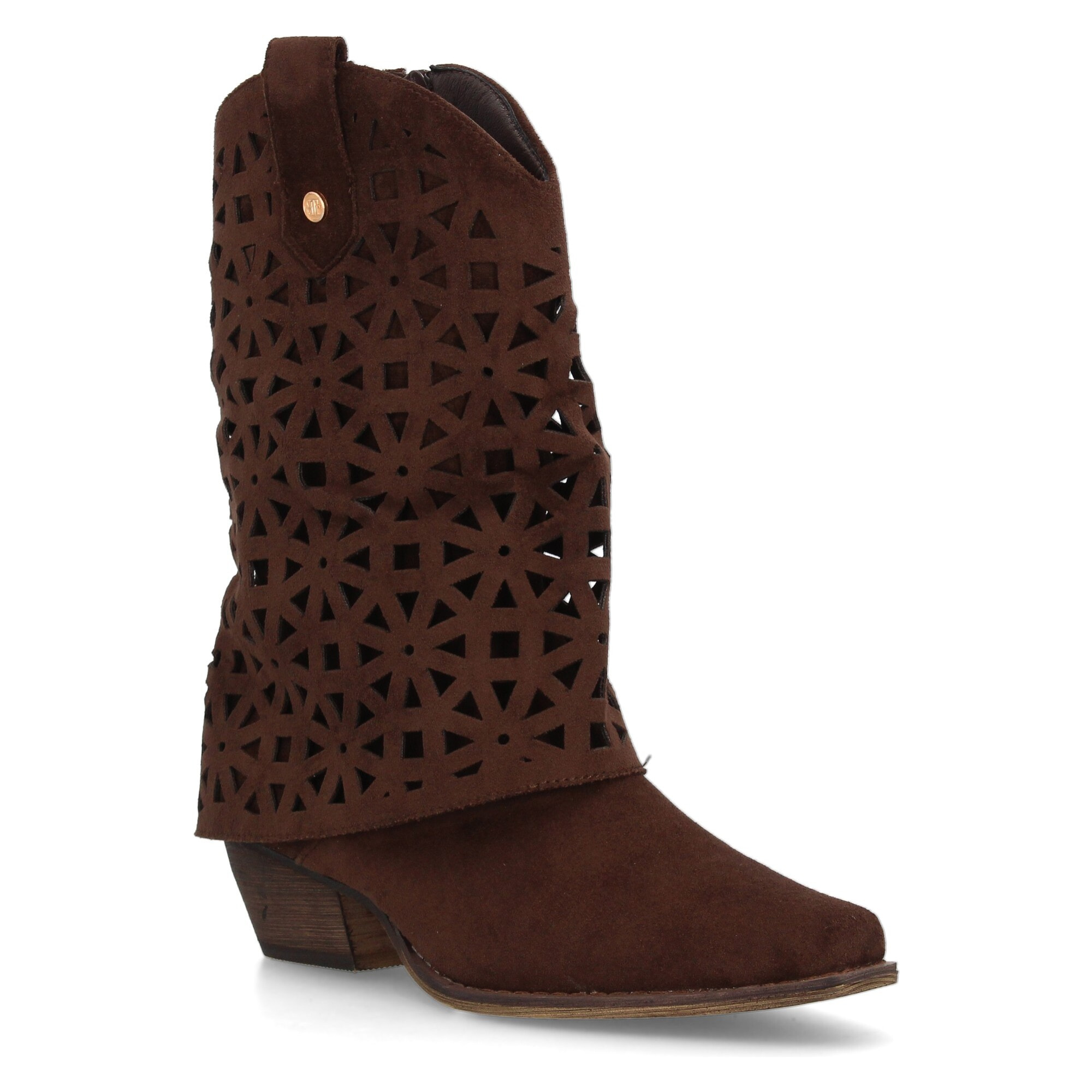 Botas cowboy troqueladas estilo boho para mujer.
