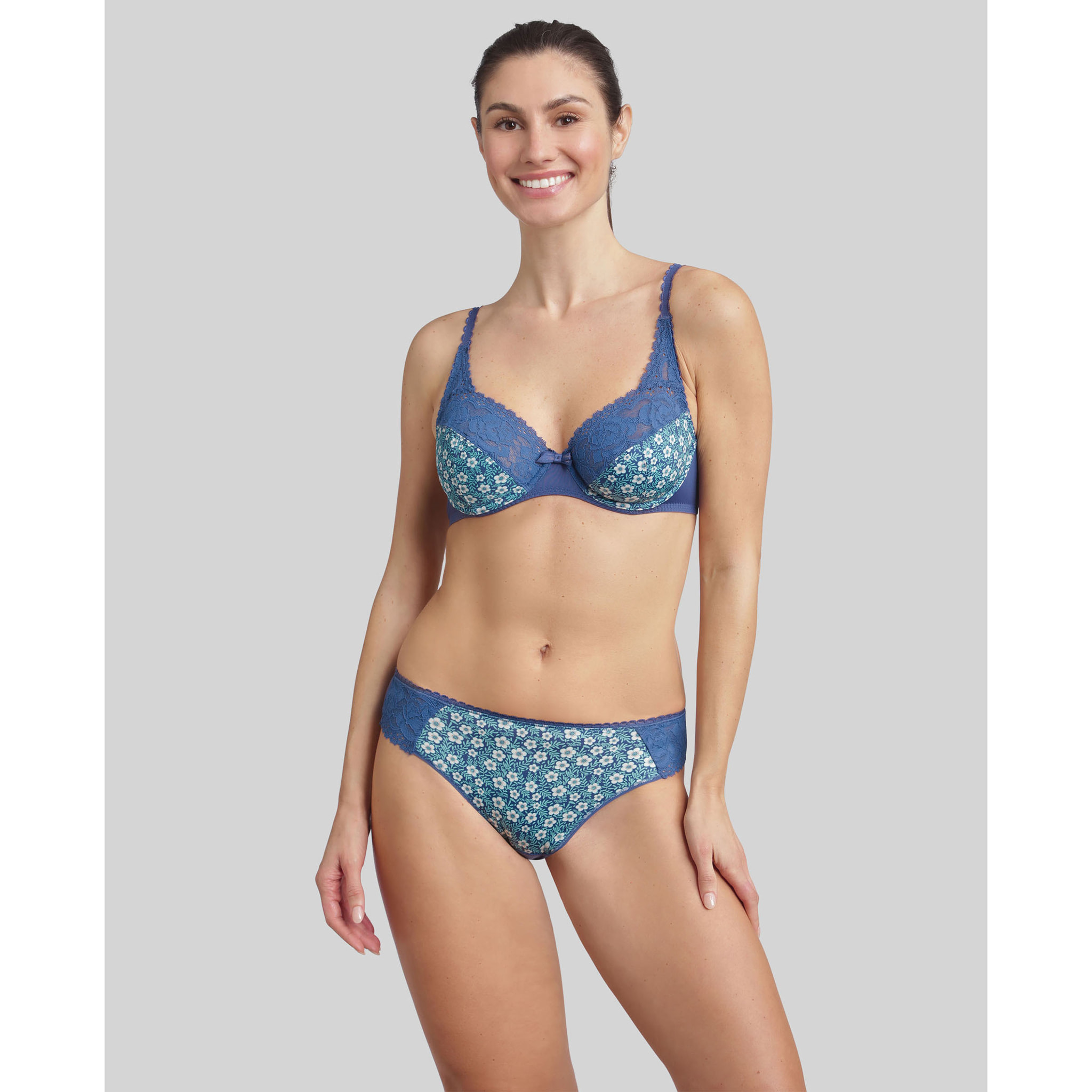 Sujetador con aros de encaje reciclado y microfibra