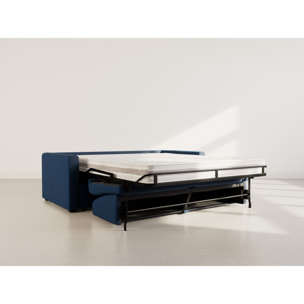 Julia - canapé 3 places convertible express couchage quotidien 140 cm matelas 18 cm en tissu - Bleu marine