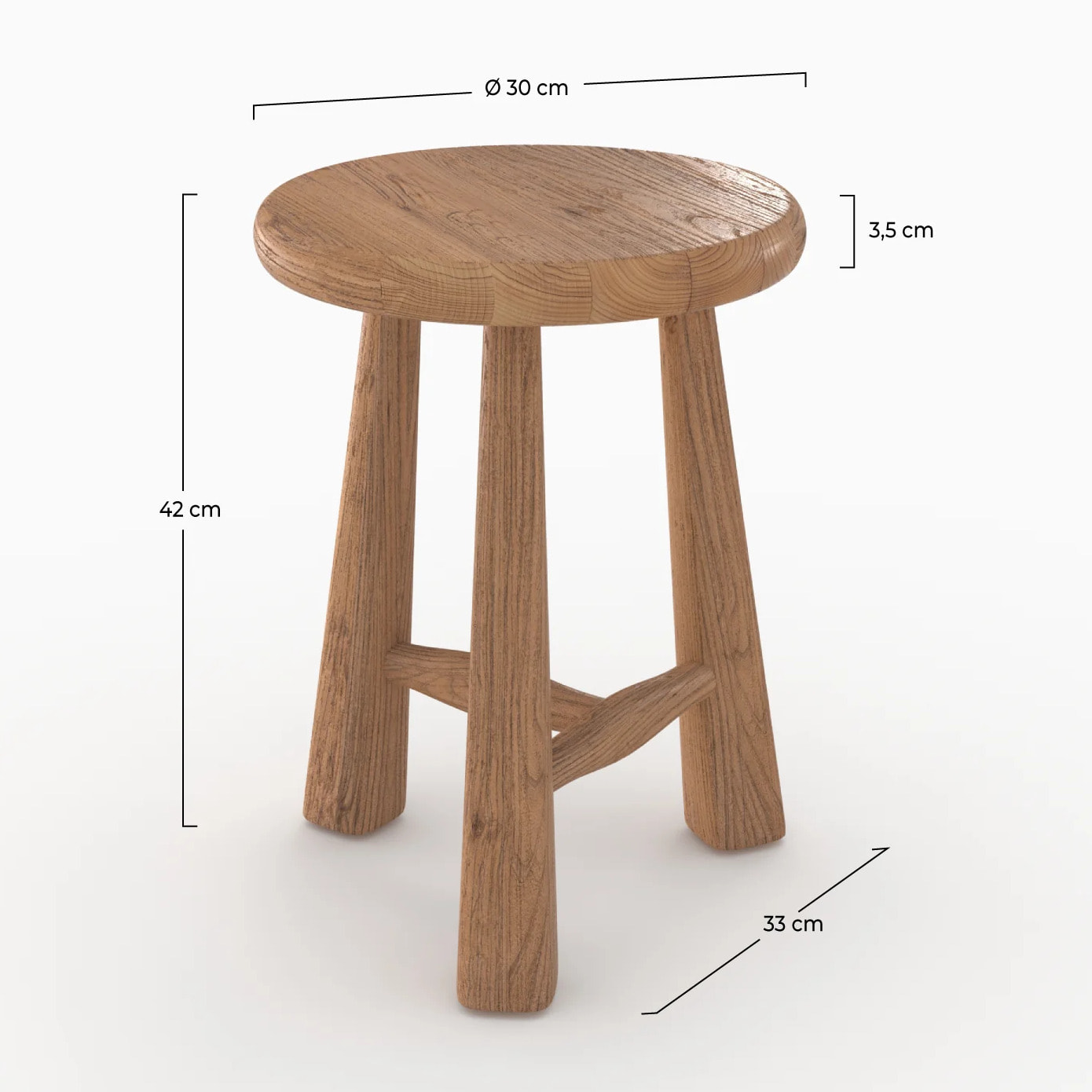 Tabouret en bois d'orme H42 - Toby